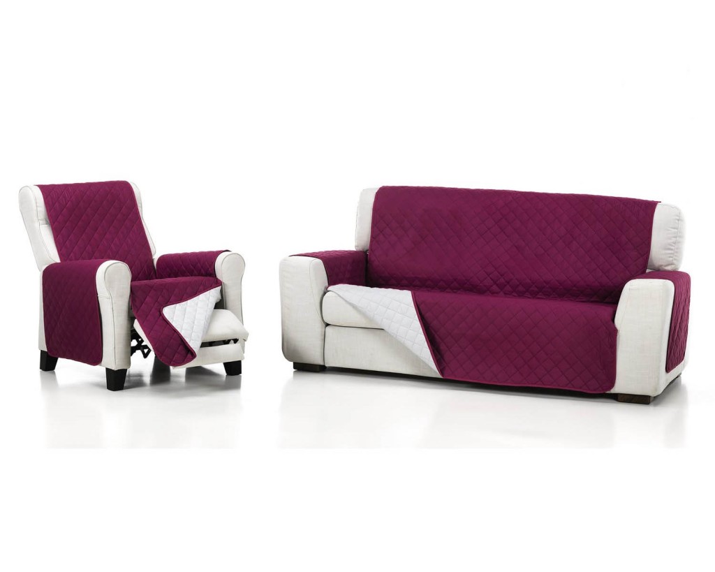 cubre sofá reversible en color malva