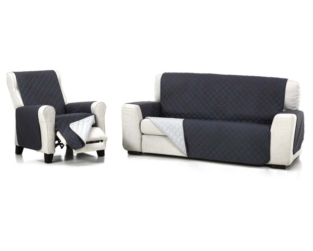 cubré sofá reversible en color gris claro y oscuro