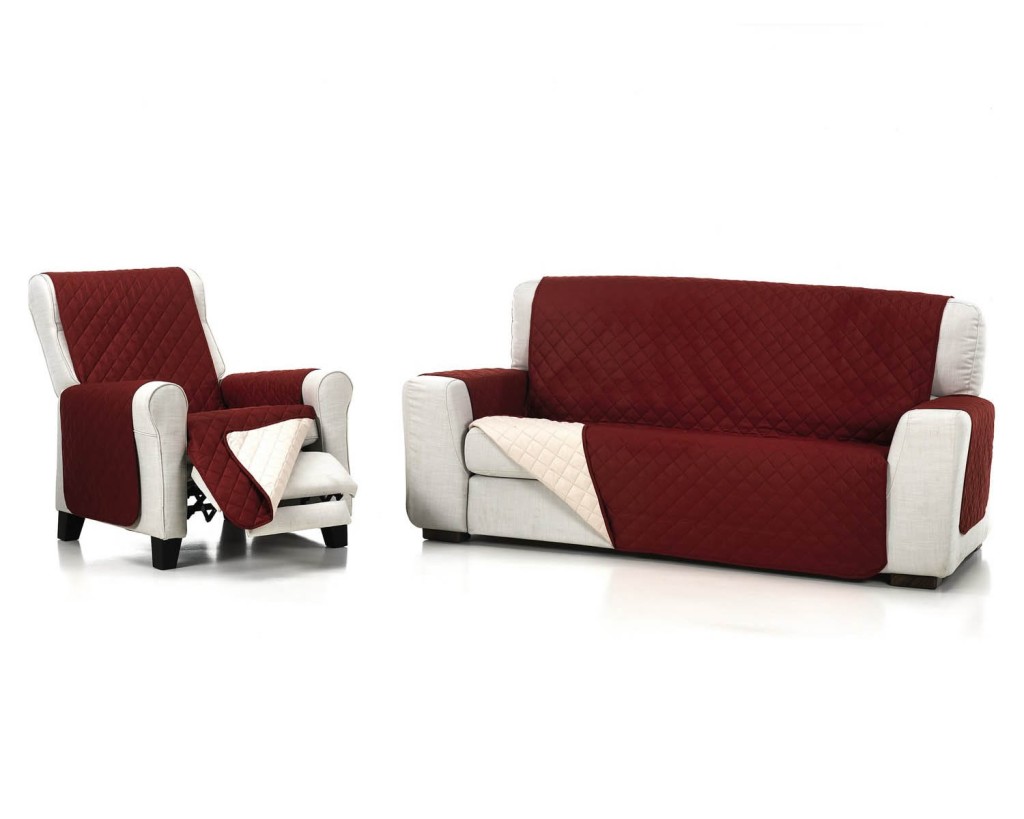 cubre sofá reversible en color rojo / beige
