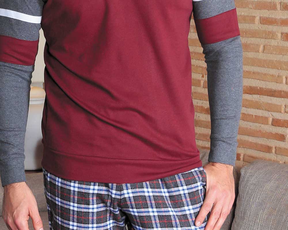 detalle pijama de hombre de algodón manga larga