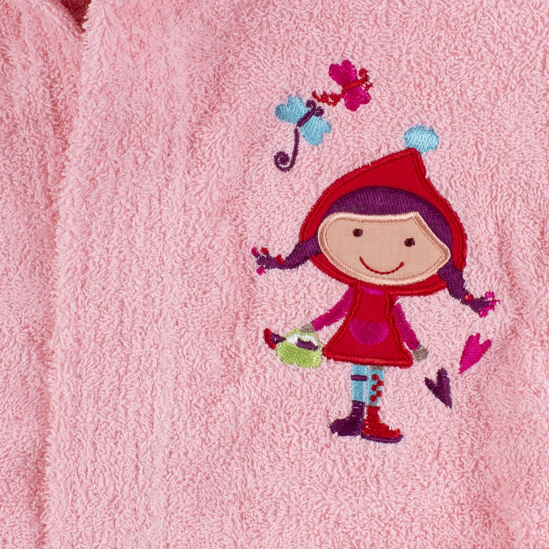 Detalle albornoz infantil en color rosa