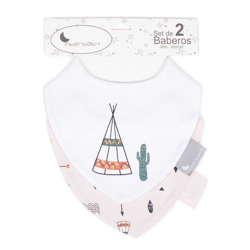 Pack baberos bandana bebé en color rosa